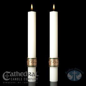 Complementing Candles Cross of St. Francis Complementing Candles- Pair