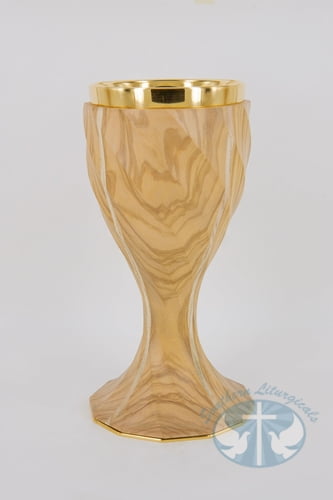 ELC-250-01 Torsion 12side olive wood chalice