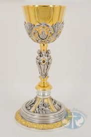 637 Brass chalice images of The Evangelists and Holy Heart