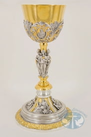 637 Brass chalice images of The Evangelists and Holy Heart