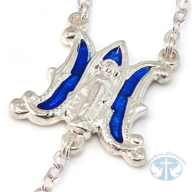 Annunciation Rosary, Silver &amp; Blue Faceted Bohemian Glass