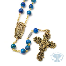 Our Lady of Guadalupe Rosary, Blue & Gold