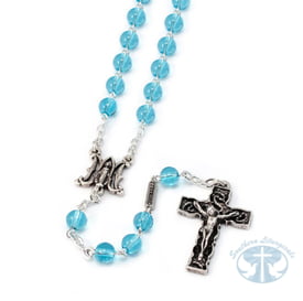 Annunciation Rosary, Silver & Aquamarine