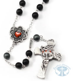 Rosaries for Men with Hematite, Black Agate & Silver