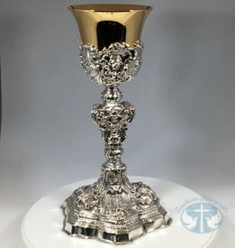 Chalices & Ciboria Tulip Cup Baroque Silver Chalice with Paten - 166CH