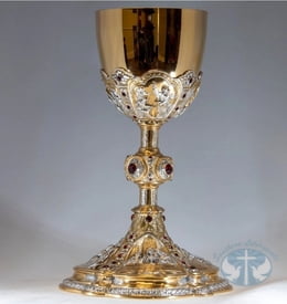 Chalices & Ciboria Life of Christ Chalice and Paten Set with Red Swarovski Crystals -174CH