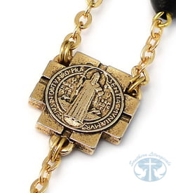 Saint Benedict Rosary with Black Italian Wood &amp; Gold