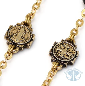 Saint Benedict Rosary with Black Italian Wood &amp; Gold