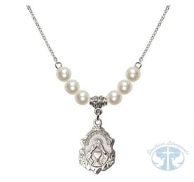 Mother of a Priest Items Mother of a Priest Necklace with Faux-Pearl Beads- Sterling