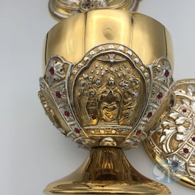 Life of Christ Small Ciborium with Faux Rubies - Style 174CIBSM