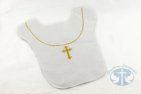 Embroidered Gold Cross Baptismal Bib