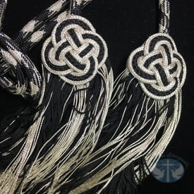 Clergy Items Cincture- Braided Knot Silver and Black