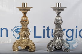 14 inch Candlesticks with Sanctuary Lamp Option - Gold Plated