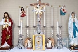 Metalware Candlesticks and Altar Crucifix - Silver Plated