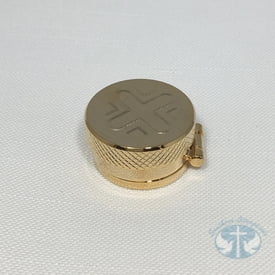 Gifts for Ordinations, Priests, and Churches Single Oil Stock w/Ring- Brass w/Gold Finish