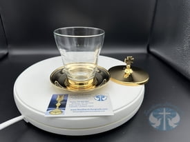 Ablution Set Glass and Gold Plate