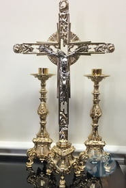 Metalware Large Rococo Altar Set- 25 inch Crucifix