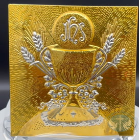 Square Brass Chalice Pall with Fabric Underside-Item Sq1