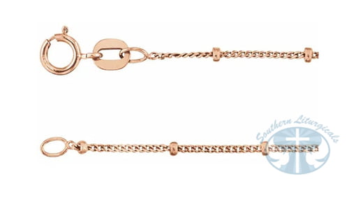 14K Rose Gold 1 mm Beaded Curb Chain