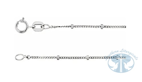 14K White Gold 1 mm Beaded Curb Chain