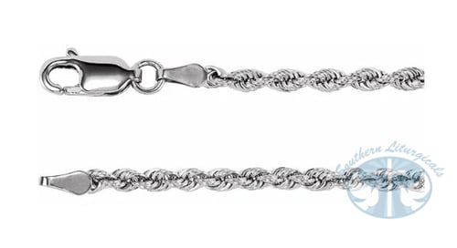 14K White Gold 2.5mm Diamond-Cut Rope Chain