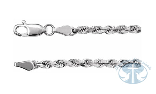 14K White Gold 2.8mm Diamond-Cut Rope Chain