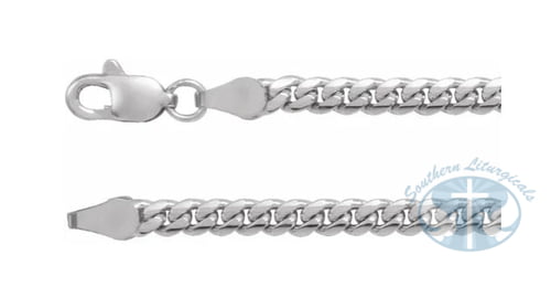 14K White Gold 3.3 mm Cuban Link Curb Chain