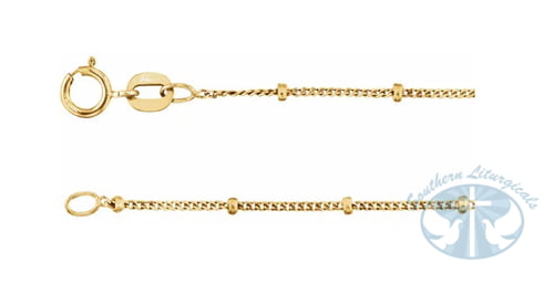 14K Yellow Gold 1 mm Beaded Curb Chain