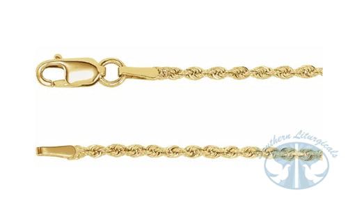 14K Yellow Gold 1.5mm Diamond-Cut Rope Chain