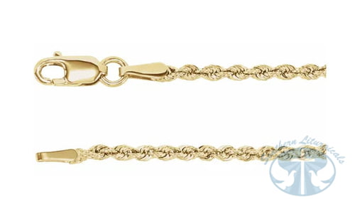 14K Yellow Gold 1.85mm Diamond-Cut Rope Chain