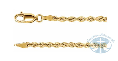 14K Yellow Gold 2.5mm Diamond-Cut Rope Chain