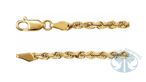 14K Yellow Gold 2.8mm Diamond-Cut Rope Chain