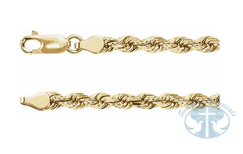 14K Yellow Gold 3.9mm Diamond-Cut Rope Chain