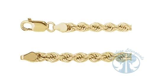 14K Yellow Gold 4mm Diamond-Cut Rope Chain