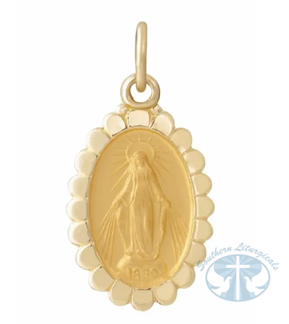 Oval Miraculous Medal 14K Yellow Gold