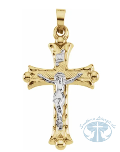 Hollow Crucifix Pendant 14K Yellow Gold | Religious Jewelry