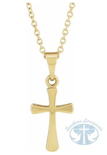 14K Yellow Gold Cross 18" Necklace