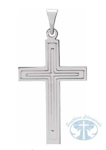 14K White Gold Cross Pendant 22 x14 mm