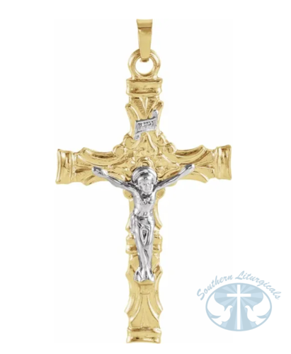 Crucifix Pendant 14K Yellow/White Gold