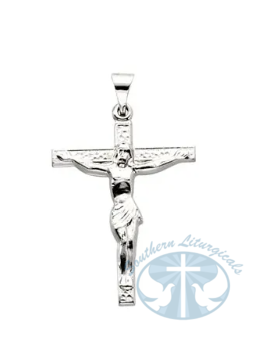 Crucifix Pendant 14K White Gold 24.5x19.2 mm