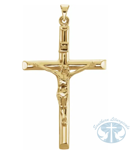 Crucifix Pendant 14K Yellow Gold 43x29 mm