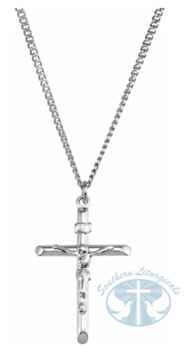 Sterling Silver Crucifix 24" Necklace