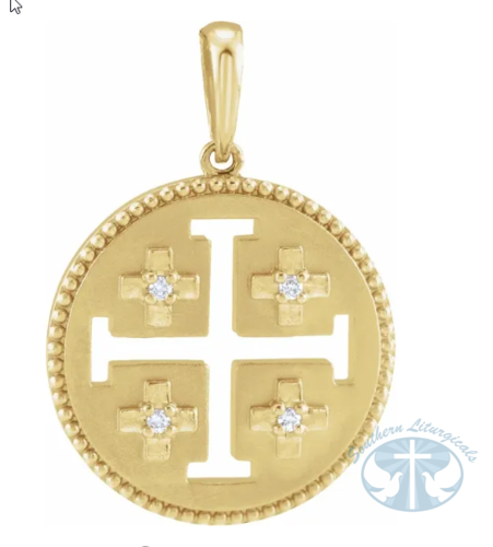 Natural Diamond Jerusalem Cross 16-18" Necklace