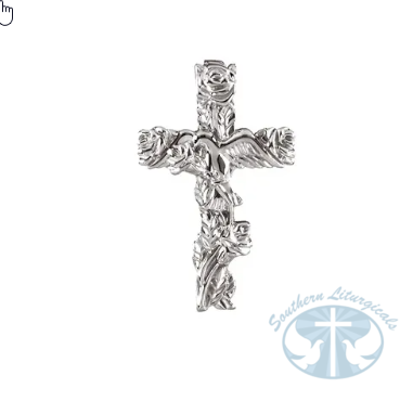 Floral-Inspired Cross Pendant 4K White Gold 27x17.25 mm