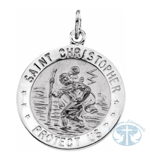 St. Christopher Medal 14K White Gold