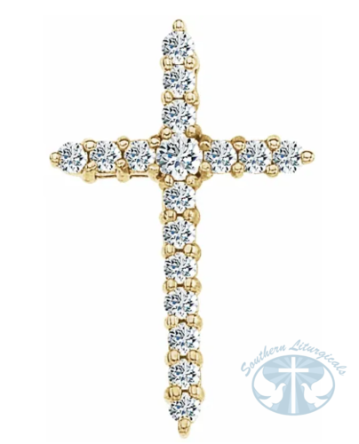 Natural Diamond Cross Pendant 14K Yellow Gold 1/3 CTW