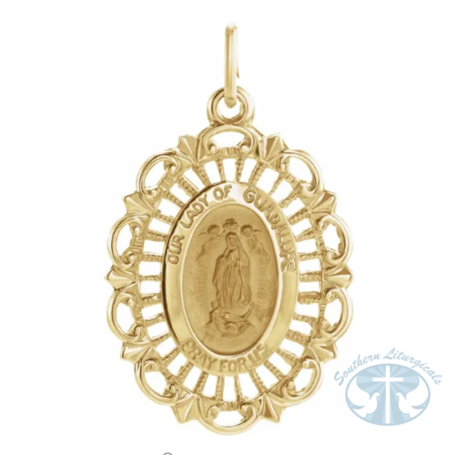 Oval Our Lady of Guadalupe Medal 14K Yellow Gold