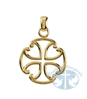 Maltese Cross Pendant 14K Yellow Gold 39x27 mm