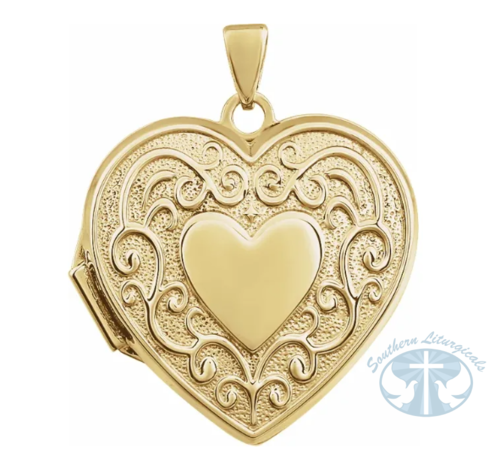 14K Yellow Gold Engravable Heart Locket