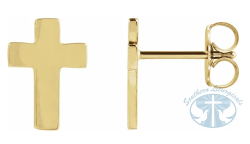 Cross Earrings 14K Yellow Gold